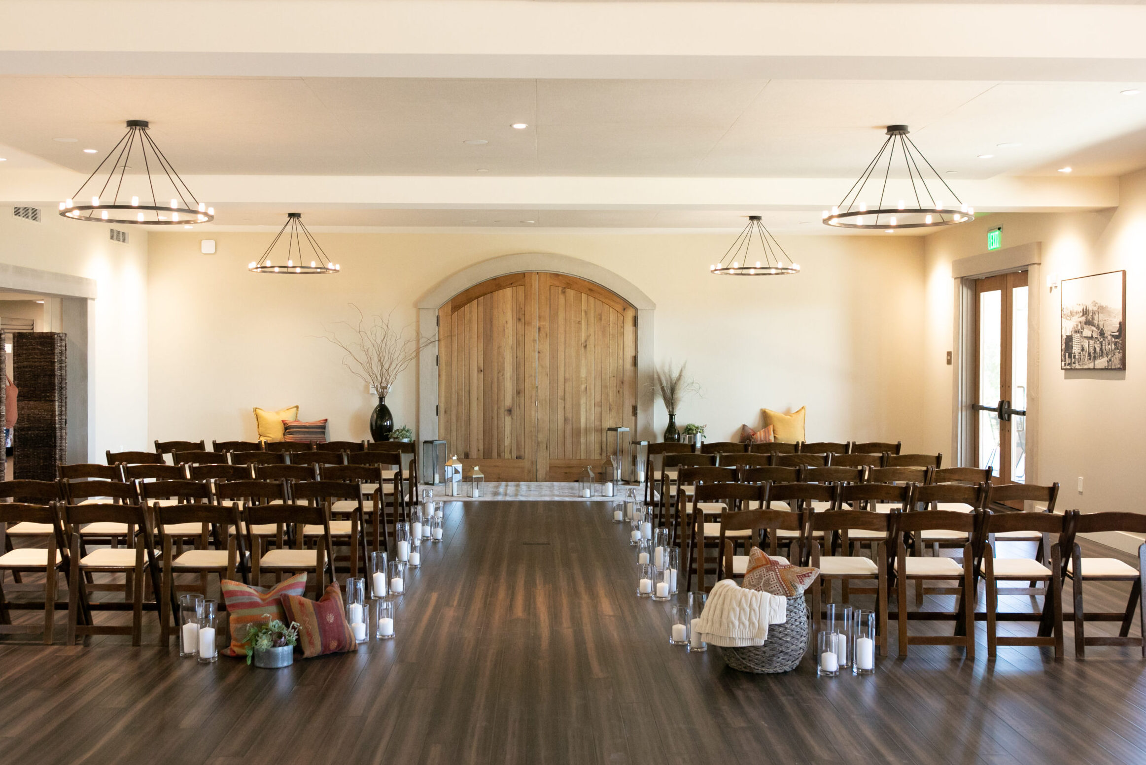 Chairs set up for wedding in Nagasawa tasting room