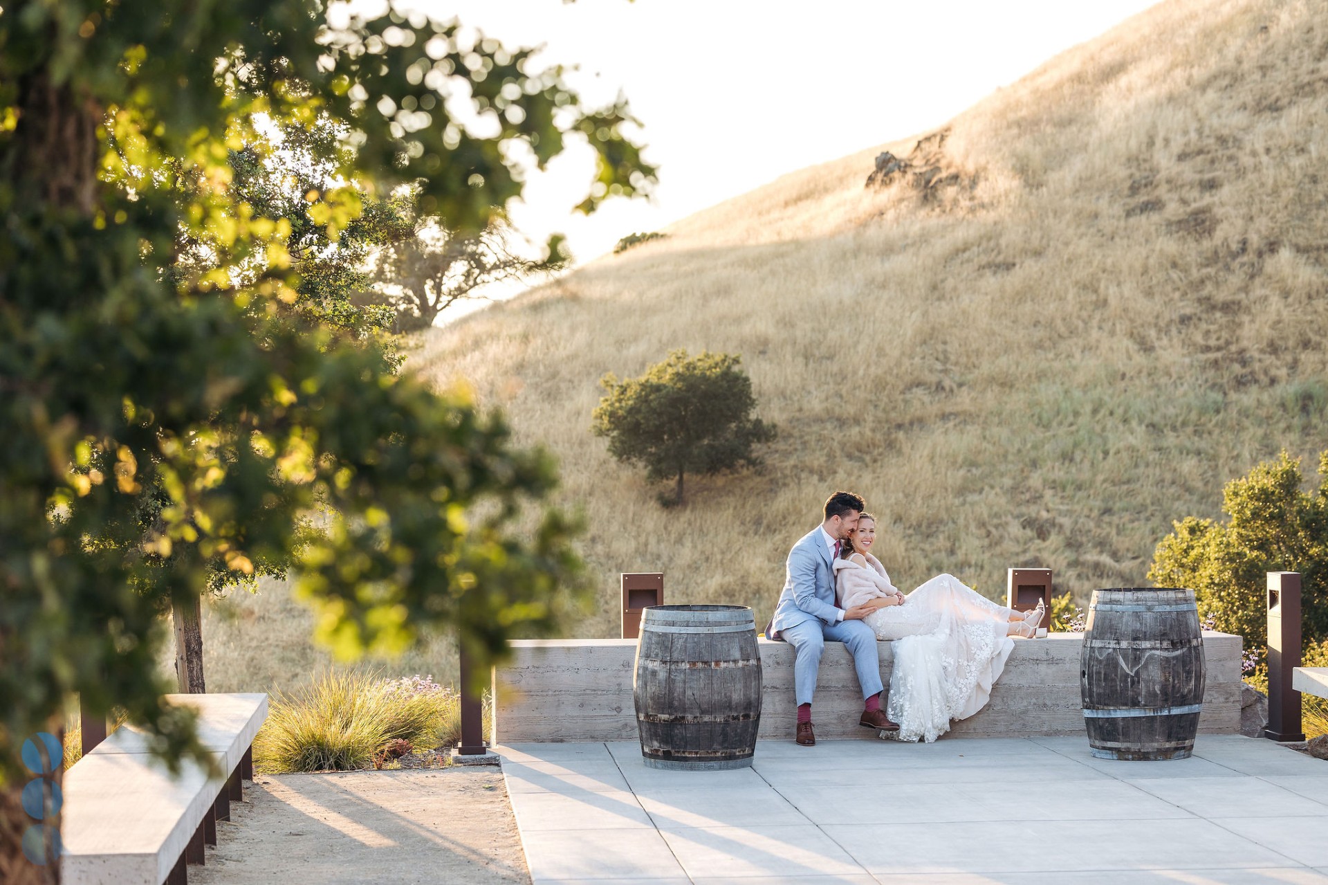 Wedding couple on Sunset Patio