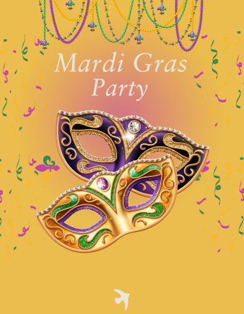 Mardi Gras Party with to masks and beads