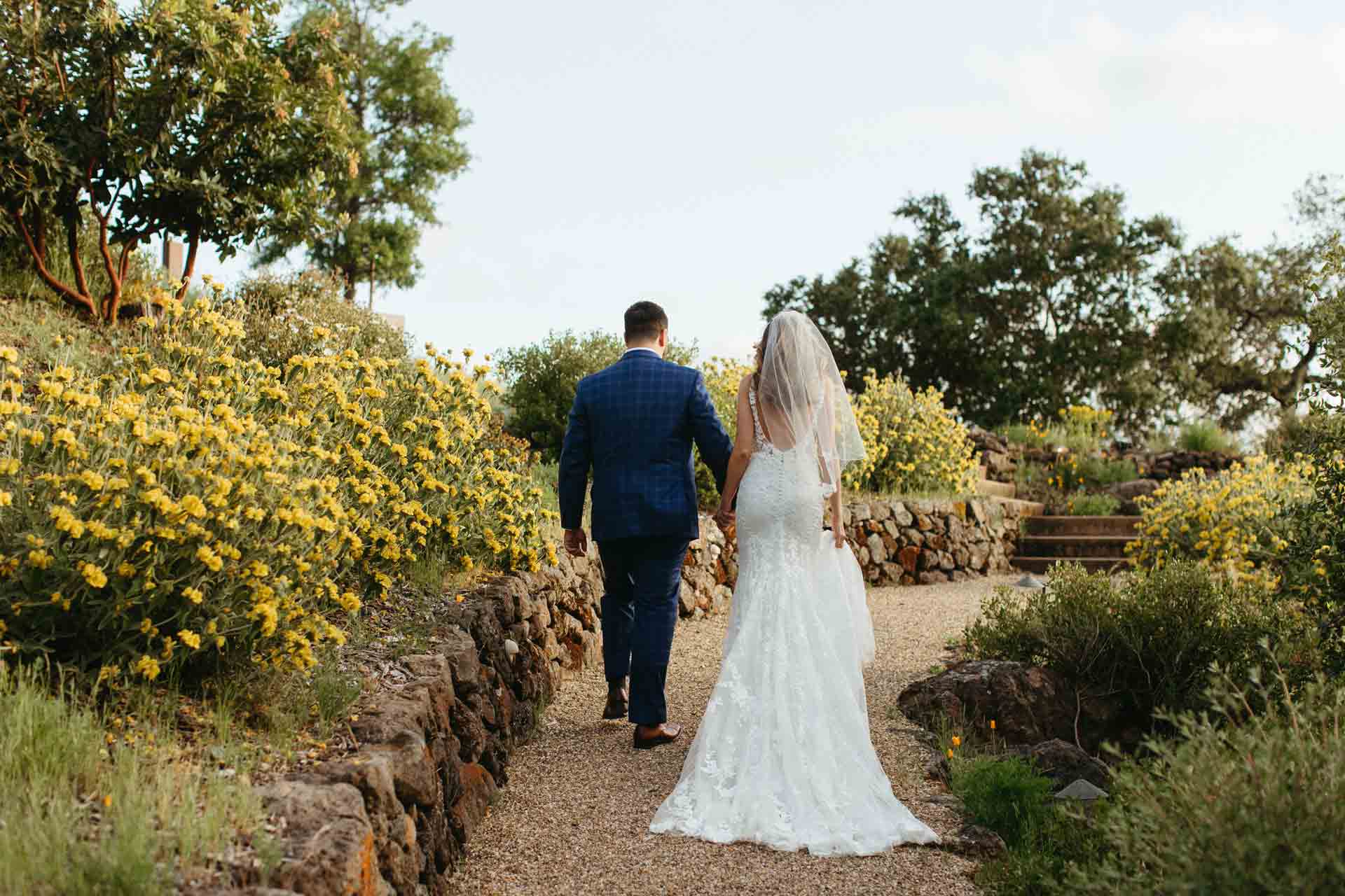 "A golden hour wedding photoshoot at Paradise Ridge Winery, capturing the beauty of Sonoma wine country."