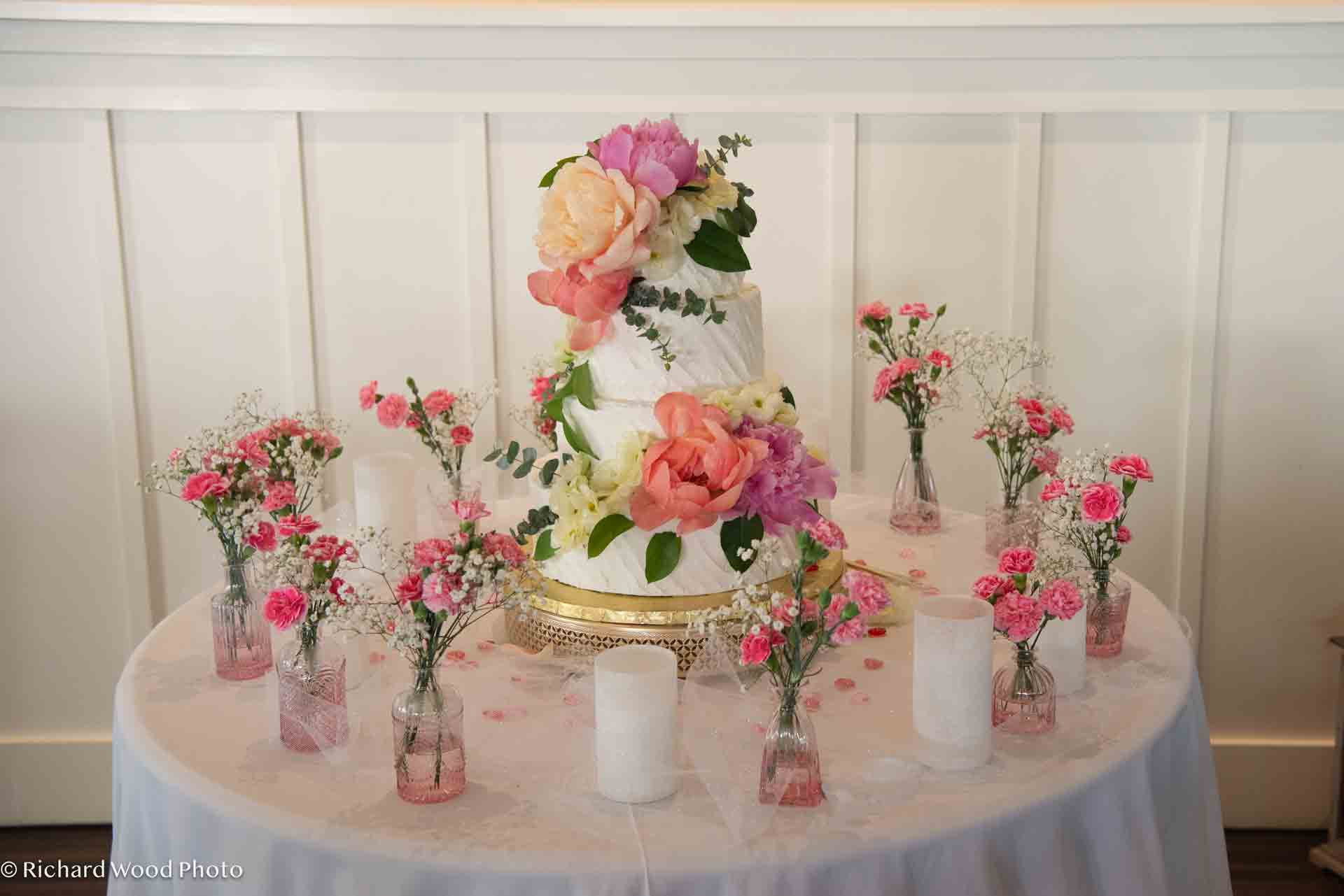 Delicious and beautiful wedding cake display.